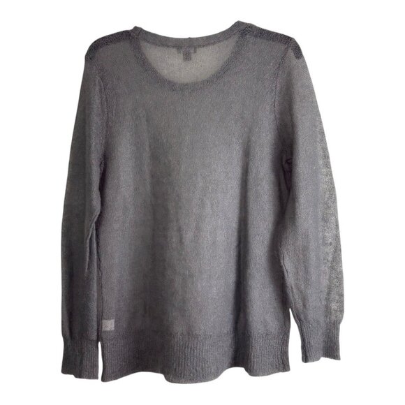 J. Jill Sweaters - J Jill Womens Sweater Size Medium Gray Long Sleeve Thin Sheer Casual Mohair